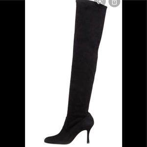 Manolo Blahnik over the knee teeth suede boots